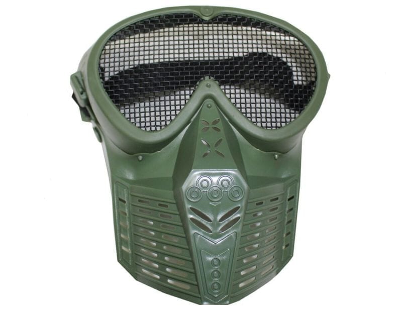 AIRSOFT FULL FACE MESH EYE PROTECTION MASK GREEN MA18OD Trimex