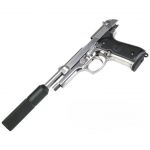 SR92 Gas Blowback Silver Pistol with Silencer GB-0709-SP
