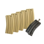 5PCS OF 140 ROUNDS M4 MID CAP POLYMER MAGAZINE SET TAN WITH 500 ROUNDS SPEED LOADER SM4-108DT